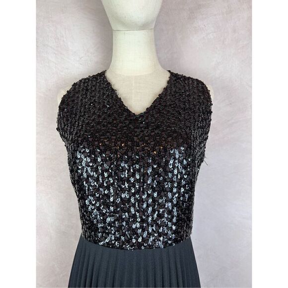 Vintage 50s Cocktail Dress Black Sequin Pleated Cocktail dress by Sherbet Origin - Picture 2 of 7